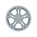 Flat vector icon of alloy wheel. Gray car disk. Element for advertising banner or poster of auto shop