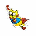 Cartoon illustration. Amazing hero cat.