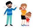 Cartoon Illustration Of Angry Family Quarreling