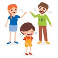 Cartoon Illustration Of Angry Family Quarreling