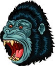 Cartoon illustration of Angry gorilla head character on white background