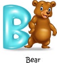 Cartoon illustration of B letter for Bear