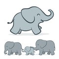 Cartoon illustration of baby elephant with family Royalty Free Stock Photo