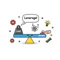 Cartoon illustration of a balance scale demonstrating the concept of leverage and its impact on effort Royalty Free Stock Photo