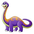 Cartoon a big purple dinosaur with a long neck diplodocus