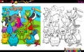 Birds characters group coloring book Royalty Free Stock Photo