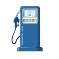 Cartoon Illustration of a Blue Gas Pump with Nozzle Display and Buttons Royalty Free Stock Photo