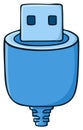 Cartoon illustration of a blue USB cable and plug for data transfer and device charging Royalty Free Stock Photo
