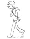 Cartoon Illustration of Boy with Backpack or Schoolbag Walking Royalty Free Stock Photo