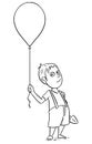 Cartoon Illustration of Boy with inflatable air ball balloon