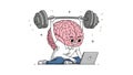 Brain Training Strong Mind, Mental Workout, Cartoon Illustration Royalty Free Stock Photo