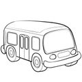 Cartoon illustration, bus sketch, coloring book, isolated object on white background, vector illustration Royalty Free Stock Photo