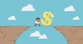 Cartoon illustration business concept of financial risks, finance Crisis