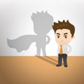Cartoon illustration businessman act superman