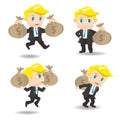 Cartoon illustration Businessman with moneybag