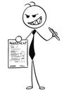 Cartoon Illustration of Businessman Salesman Offering Agreement