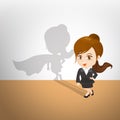 Cartoon illustration businesswoman act superhero