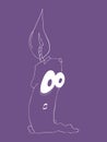 A cartoon illustration of a candle looking scared.