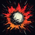 Retro Comic Book Style Supernova Explosion On Black Background