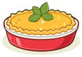 Cartoon illustration of casserole dish with basil Royalty Free Stock Photo
