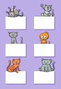 cartoon cats and kittens with cards design set Royalty Free Stock Photo