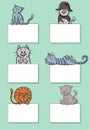 cartoon cats and kittens with cards design set Royalty Free Stock Photo