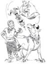 Cartoon Illustration with characters of the eastern european fable