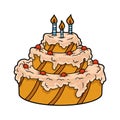 Cartoon illustration for children, Birthday cake Royalty Free Stock Photo