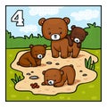 Cartoon illustration for children. Four bears