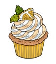 Cartoon illustration for children, lemon cupcake Royalty Free Stock Photo