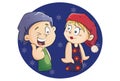 Cartoon Illustration Of Christmas Girl And Boy Royalty Free Stock Photo