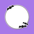 Bats round border frame template. Halloween theme frames