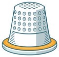 Cartoon illustration of a classic sewing thimble, an essential protective tool for needlework and crafts Royalty Free Stock Photo