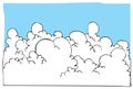 Cartoon illustration of Cloudscape with blue sky