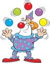 Cartoon clown juggling balls.