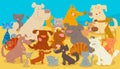 Dogs and cats cartoon animal characters Royalty Free Stock Photo