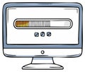 Cartoon illustration of a computer monitor with a loading progress bar on the screen Royalty Free Stock Photo