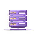 Cartoon illustration of a computer server isolated against white background Royalty Free Stock Photo
