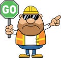 Cartoon Construction Worker Frowning