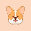 Cartoon illustration of corgi cute face. Vector illustration of corgi dog