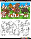 Cows and bulls characters coloring book Royalty Free Stock Photo