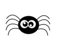 Crazy black spider with squinting eyes.