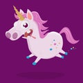 Cartoon illustration of a crazy unicorn