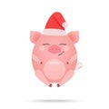 Cartoon illustration of cute amused pig