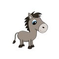 Cartoon illustration of a cute baby donkey with big blue eyes Royalty Free Stock Photo