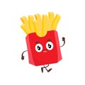 Cartoon illustration of cute fun french fries, fried potatoes Royalty Free Stock Photo