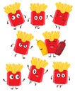 Cartoon illustration of cute fun french fries, fried potatoes Royalty Free Stock Photo