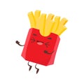 Cartoon illustration of cute fun french fries, fried potatoes Royalty Free Stock Photo