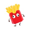 Cartoon illustration of cute fun french fries, fried potatoes Royalty Free Stock Photo