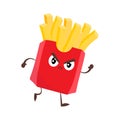 Cartoon illustration of cute fun french fries, fried potatoes Royalty Free Stock Photo